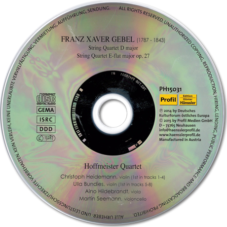 CD: Franz Xaver Gebel: Streichquartette, freigestellt