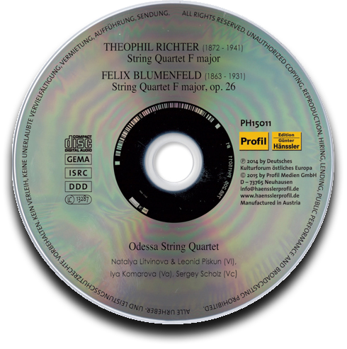 CD: Theophil Richter und Felix Blumenfeld: Streichquartette CD: Theophil Richter und Felix Blumenfeld: Streichquartette