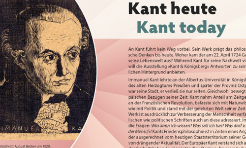  Collage aus der ersten Tafel der Wanderausstellung »Kant & Königsberg« und einem Ausschnitt aus derselben © Deutsches Kulturforum östliches Europa	