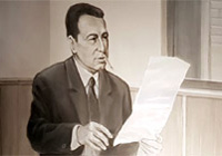 Egon Erwin Kisch im Caféhaus – Blick in die Ausstellung Naši Němci – Unsere Deutschen im Stadtmuseum Aussig/Muzeum města Ústí nad Labem
