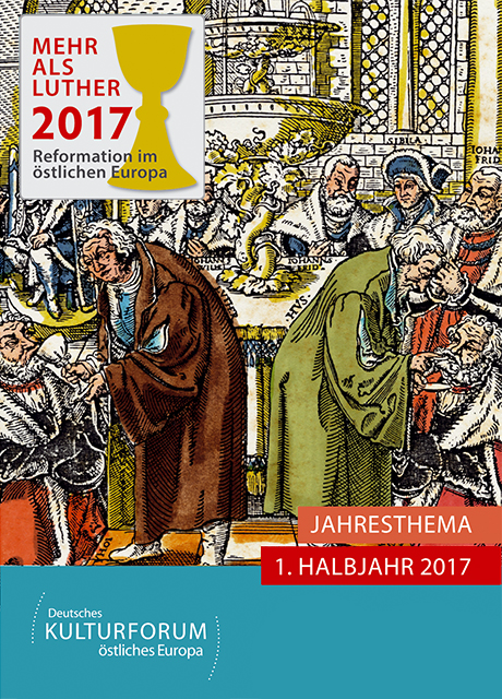 Luther berief sich auf die Lehren des hundert Jahre vor ihm wirkenden böhmischen Reformators Jan Hus. Auf dieser allegorischen Darstellung der evangelischen Lehre, geschaffen von Lucas Cranach d. Ä., erteilen Luther (links) und Hus (rechts) gemeinsam das Abendmahl mit dem Kelch, den die katholische Kirche ihren Priestern vorbehielt.