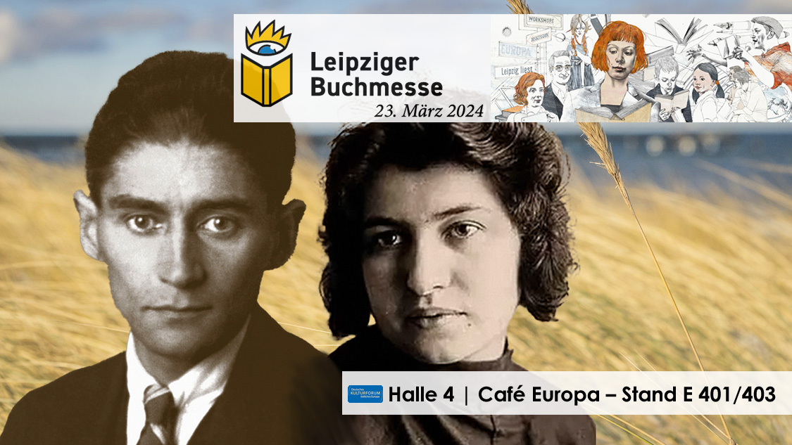 Franz Kafka und Dora Diamant »am Strand«. Collage von Saskia Aberle, Deutsches Kulturforum Strandfoto © Tourismus- und Kur GmbH Graal-Müritz / André Pristaff | beide Porträts via Wikimedia Commons: Franz Kafka 1923, Dora Diamant ca. 1928, © Sammlung Lask Franz Kafka und Dora Diamant »am Strand«. Collage von Saskia Aberle, Deutsches Kulturforum Strandfoto © Tourismus- und Kur GmbH Graal-Müritz / André Pristaff | beide Porträts via Wikimedia Commons: Franz Kafka 1923, Dora Diamant ca. 1928, © Sammlung Lask
