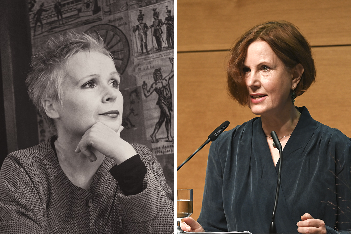 Die Laudatio auf Michael Zeller, geschrieben von der Übersetzerin und Publizistin Marta Kijowska (links), die krankheitsbedingt an der Preisverleihung nicht teilnehmen konnte, verlas Dr. Vera Schneider vom Deutschen Kulturforum. Foto: © Deutsches Kulturforum östliches Europa, 2022 • Foto links: © Jerzy Pirecki, Foto rechts: Anke Illing