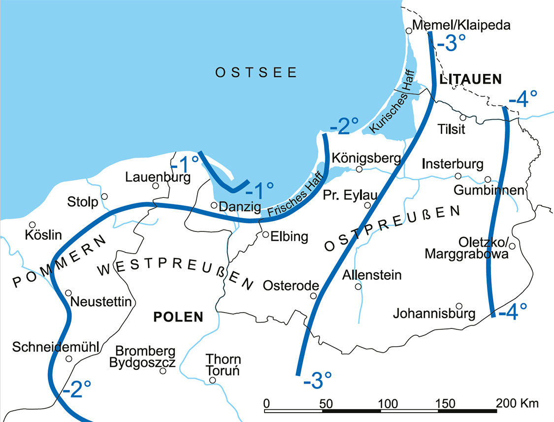 Eine Klimakarte von Ostpreußen. Karte:&nbsp;©&nbsp;Blochplan