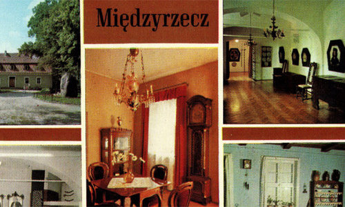Ansichtskarte: zwischen 1985 und 1989, Regionalmuseum in Meseritz im Landratsamt in der Vorburg | Lata 1985-1989, Muzeum Regionalne w budynku starostwa na podzamczu. © fotopolska.eu (Ausschnitt)