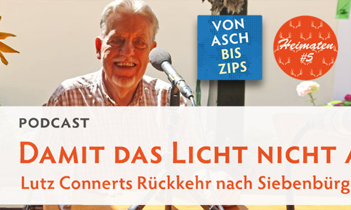 Lutz Connert auf seiner Terrasse während der Aufzeichnung des Podcasts | Foto: Vera Schneider 2024, Collage: Saskia Aberle/André Werner, © DKF