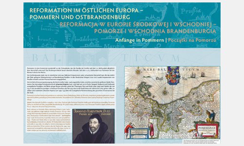 Wanderausstellung »Reformation im östlichen Europa – Pommern und Ostbrandenburg« | Tafel »Anfänge in Pommern« (Ausschnitt)